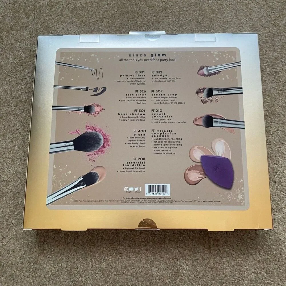 Real Techniques Disco Glam Brush Set Makeup Brushes Make Up Face Skin MUA NEW